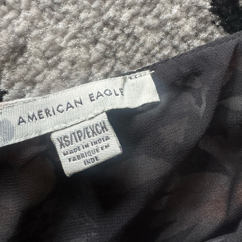American Eagle Outfitters Black Mini Dress with Peach and White Floral Print - Picture 4 of 5